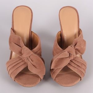 NEW! Suede knotted mule heels